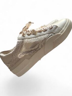 Dolce Vita Ivory Lace Ribbon Platform Sneakers